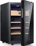 NEEDONE 350 Count Electric Cabinet, Made with Spanish Cedar Wood Shelves & Drawer with Hygrometer, Freestanding Refrigerator Quiet Operation, LED Lighting, 48 Liter, Gift for Men