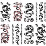 Yesallwas Temporary Tattoo Dragon for Men,Teens Guys,Kids Boys(8 Sheets), Waterproof Long Lasting Fake Tattoos Stickers for Arms Shoulders Chest & Back- Biker Tattoos 9cmx19cm/3.54x7.48inches(LxW)