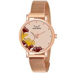 LOUIS DEVIN Rose Gold Plated Mesh Chain Analog Wrist Watch for Women (Rose Gold Dial) | LD-RG162-RG