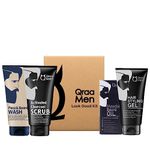 Qraa Men Look Good Kit, 330 g (Pack of Face Wash, Styling Gel, Scrub & Beard Oil), Premium gift box for Men