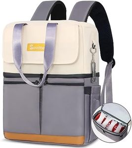 Scothen Backpack Cooler with Double Decker & 12 Ice Packs- Insulated Leak Proof & Waterproof Cooler Backpack- Soft Side Cooler Bag- Stylish Ice Chest Backpack for Women Travel Beach Picnic Lunch Work