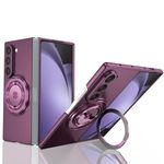 ZHOZEXIN Compatible with Samsung Galaxy Z Fold 6,Magnetic Stand Ring Holder Shockproof Slim Cell Cover Protective,Phone Cover Case for Samsung Galaxy Z Fold 6 (Purple)