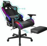 Olsen & Smith XTREME Engage RGB Gaming Chair with RGB LED & Bluetooth Speakers Lights PC Computer Recliner Swivel Gamer Chair Detachable Padded Headrest Lumbar Support Cushion & Footrest Black