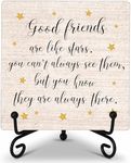 Friend Decor Desk Sign, Good Friends Are Like Stars Wood Sign, Gifts for Good Friends, Rustic Friendship Plaque Sign With Iron Stand, Farmhouse Home Office Decorations -71