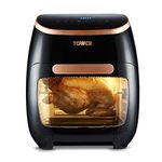 Tower T17039RGB Xpress Pro 5-in-1 Digital Air Fryer Oven with Rapid Air Circulation, 60-Minute Timer, 11L, 2000W, Black & Rose Gold