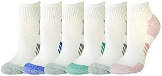 Amazon Essentials Women's Performance Cotton Cushioned Athletic Ankle Socks, 6 Pairs, Teal Blue/Purple, 8-12