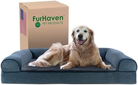 Furhaven Cooling Gel Dog Bed for Large Dogs w/Removable Bolsters & Washable Cover, for Dogs Up to 95 lbs - Sherpa & Chenille Sofa - Orion Blue, Jumbo/XL