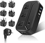 Power Converter 2300W International Step Down Voltage 220V/240V to 110V/120V w/ 4 USB 3 AC Outlets 7 Travel Plug Adapter EU/US/AU/IT/UK/IN/S. Africa for Phone Tablet Camera Laptop and More Electronics