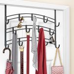 LYNK® Over Door Hooks Rack - 14 Hook Over Door Hanger - Over Door Towel Rack - Over Door Hooks for Hanging Towels or Clothes - Over Door Towel Racks - for Bathroom, Bedroom or Laundry Room (Black)