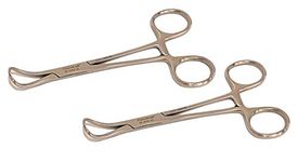 FusionKraft Backhaus Towel Clamp Forceps (Surgical Towel/Drape Clamp), Curved, Pointed Tips, 5" (Pack of 2)