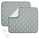 ETEYES 2 Pcs Dish Drying Mats, Super Absorbent Microfiber Drying Mat Diamond-Pattern Dish pad for Kitchen Counter, 16x 18 Inch