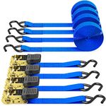 Ratchet Tie Down Straps 4 Pack, Ohuhu 4.6m 680kg Break Strength Tie Down Straps with S Hook, Ratchet Tie Down Lashing Straps, Ratchet Straps for Moving Appliances, Motorcycle, Blue