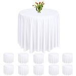 Rainmae 10 Pack Plastic Round Tablecloths 84 inch Circle Table Covers White Party Table Covers PEVA Water Resistant Table Cloths for Wedding,Banquet,Parties,Birthdays,Picnic