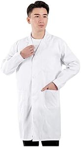 Bata Laboratorio Hombre Mujer Blanca Bata Medico Algodón Bata Blanca Manga Larga Bata Bata Laboratorio Disfraz Doctora para Estudiantes Escuela Laboratorio de Cosplay Bata De Laboratorio