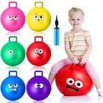 Lewtemi 6 Pcs Hopper Ball 18 Inch Christmas Emoticon Hopping Ball Hippity Hop Bouncing Ball Inflatable with Handle and Air Pump for Sit and Bounce Outdoors Sports School Games Exercise