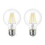 LED E27 Edison Screw Globe G80 Bulb 4W, Equivalent 40W, Clear Filament Glass, 3000K Warm White, 400 Lumen, 360° Beam Angle, Not Dimmable, Pack of 2