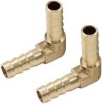 Auvotuis 2Pcs 5/16 Inch Brass Hose Barb Elbow 90 Degree L Right Angle Elbow 8mm Hose ID Barb Reducer Union Water/Fuel/Air