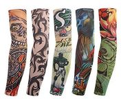 BriKSHi Let Slim Printed Tattoo Arm Sleeves Hand Gloves(2 Pairs) for Driving, UV Sun, Pollution Protection for Men and Women (Unisex)