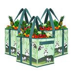 DOUBLE R BAGS Reusable Grocery Shopping Bags Boxes Totes Foldable Heavy Duty Water Resistant Collapsible Storage Box Baskets Bins for Groceries Toys Clothes Books Stand Upright (Pack of 3, Panda)