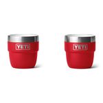 YETI Rambler 4 oz Stackable Cup, Stainless Steel, Vacuum Insulated Espresso/Coffee Cup, 2 Pack, Rescue Red