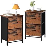 Yoobure Night Stand Set 2, Nightstand with 2 Fabric Bins, Small Night Stands for Small Spaces, Nightstands Tables for Bedroom, Large Storage Drawers for Closet Dorm, Compact Beside Table