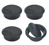 4Pcs Desk Cable Wire Grommet, 60mm(2.36inch) Black Desk Grommet Cord Cable, Desk Table Grommet Cable Tidies for Home and Office Table Surface Port Hole Covers (60mm)