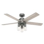 Hunter Hardwick Indoor Ceiling Fan with LED Lights and Remote Control, 52", Matte Silver