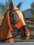 HackFond Horse Fly Mask with Ears, UV Protection Mask for Horses, Elasticity Mask with Big Mesh Eye Covers, Snug Fitting Comfortable Breathable Lightweight Red Orange Full Size