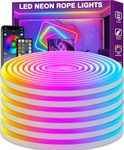 LETIANPAI 18m Led Neon Rope Lights,Flexible Led Rope Lights,Control with App/Remote,Multiple Modes, RGB Neon Lights Waterproof,Music Sync Gaming Led Neon Strip Lights for Bedroom Indoor