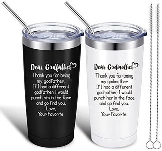 Mimorou Godparents Gifts Godfather Godmother Tumbler Mug Gifts Thank You for Being My Godfather/godmother Godparent Proposal Gifts Travel Tumbler from Godchild with Lid Straw Brush (Black,white)