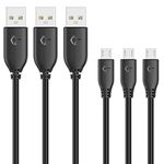 Rankie Micro USB Cable High Speed Data and Charging, 3-Pack, 3 Feet, Black