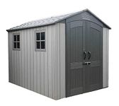 LIFETIME Plastic Garden Shed Luna (204 x 285 x 227 cm, Light Grey) Plastic Tool Shed Garden Shed Plastic Garden Shed and Tool Shed