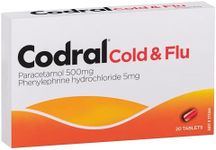 Codral Cold & Flu Tablets 20 Pack| Paracetamol relieves headaches |reduce fevers aches & pains| Phenylephrine relives blocked & runny noses