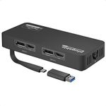 Plugable 4K DisplayPort and HDMI Dual Monitor Adapter with Ethernet for USB 3.0 and USB-C, Compatible with Windows and Mac