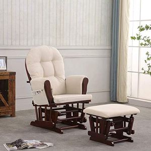 REJOICE HOME Atoll Glider with Ottoman, Espresso/Beige