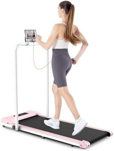 HomeFitnessCode Laufband für Zuhause Klappbar - Walking Pad 10 km/h unter Schreibtisch Laufpad mit Griffstange Gehband Band Traedmill, Rosa