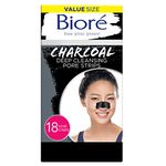 Bioré Charcoal, Deep Cleansing Pore Strips, 18 Nose Strips for Blackhead Removal on Oily Skin, with Instant Pore Unclogging, features Natural Charcoal, 3x Less Oily Feeling Skin