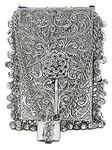 Trend Overseas Silver Metal bag Mobile Cellphone Holder Phone Pouch Cover and Sari Hook for Women Saree Clutch