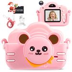 MINIBEAR Kids Camera for Girls Upgrade 40MP Digital Camera for Kids Gifts for 3 4 5 6 7 8 9 Year Old Girls Boys Toys Dual Selfie Video Camera for Christmas Birthday Learning Toddler Toys Camera,Pink