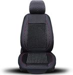 XhuangTech Natural Wood Bead Car Seat Cover Massage Cool Cushion Driver Seat PU Leather for Lower Back Pain (Black)