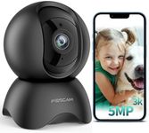 Foscam 5MP WiFi Pet Cameras for Home Security, 2.4GHz Baby Monitor with 360° Pan Tilt, 2-Way Audio, 6X Digital Zoom, Night Vision, AI Human Detection