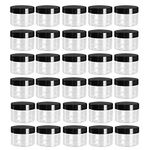 Tosnail 30 Pack 4 oz Clear Plastic Jars with Black Lids Leak-Proof Round Food Safe Storage Containers for Kitchen Use, Beauty Products, Slime, Spices and More