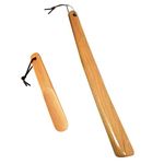 Shoe Horns,Wooden Shoe Horn Beech Shoe Horn Long Handle Shoe Horns with Leather Strap Comfortable Shoe Horns with Long Handle Slim Shape for Men Women(Strong Wood)