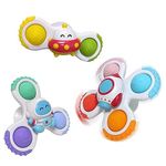 Sam's 3-Pic Spinning Toys Set - Colorful Baby Spinning Toys for Sensory Play, Bath & Travel | Early Development Suction Toys Gifts for Toddlers Aged 1-3 | Fidget Spinners for Kids