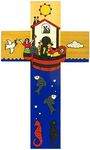 Noah's Ark Cross. 12 cms Christian Cross. Hand painted Cross. Baptism Gift.