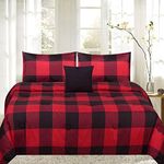 Sweet Home Collection 4 Piece Print Reversible Comforter Set, Full/Queen, Buffalo