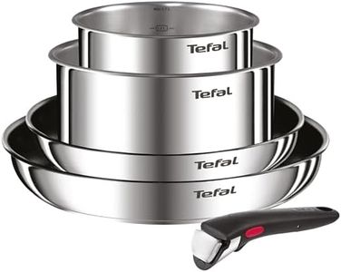 Tefal Ingenio Emotion 5-tlg.Topf und Pfannenset abnehmbarer Griff, stapelbar, platzsparend, Topfset Induktion mit Titanium 2X Antihaftversiegelung, einfache Handhabung und Reinigung, L897S5