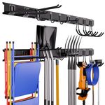 INCLY Garage Tool Organizer Wall Mount, 64 Inch Garage Organization and Storage Rack Load 600lbs, Heavy Duty Garden Yard Tool Organizer with 4 Racks and 9 Storgae Hooks for Shovels, Rakes, Chairs