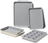 Caraway Nonstick Ceramic Bakeware Set (5 Pieces) - Baking Sheets, Assorted Baking Pans & Storage - Aluminized Steel Body - Non Toxic, PTFE & PFOA Free - Cream