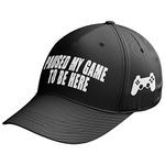 Purple Print House Gaming Gifts - Gaming Hat - Paused My Game to be here - Funny Gaming Cap - Gaming Gifts for Boys Mens Gamer Game (Black)